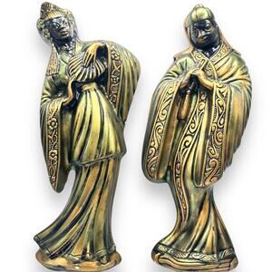 MCM RARE Vintage Chalkware Plaster Asian theme Man & Woman Wall hanging